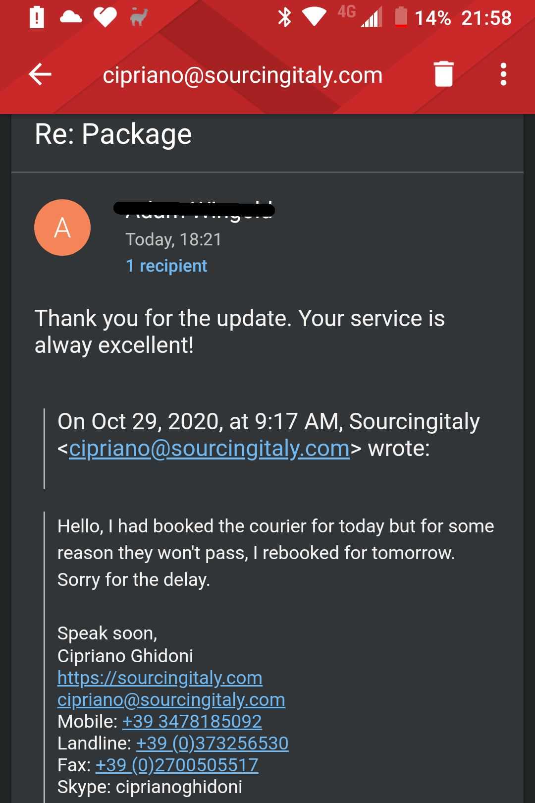 Parcel Forwarding Italian Reviews 269 Parcel Forwarding Italian Reviews 269